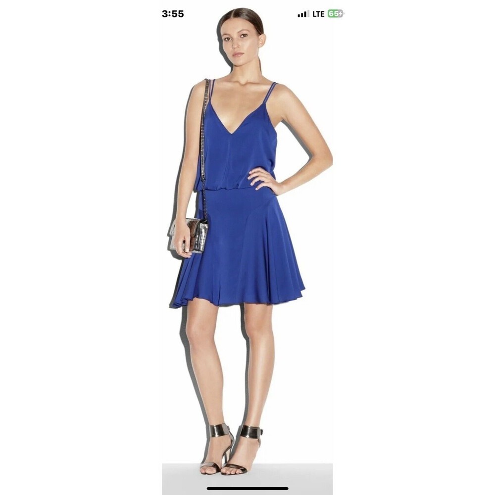 Milly Royal Blue Spaghetti-Strap V-Neck Skater Dress